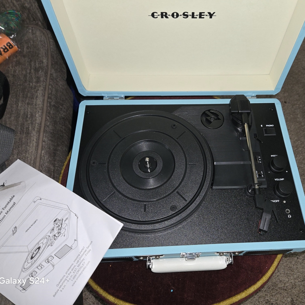 Crosley Portable Turntable Black and Blue Retro Design